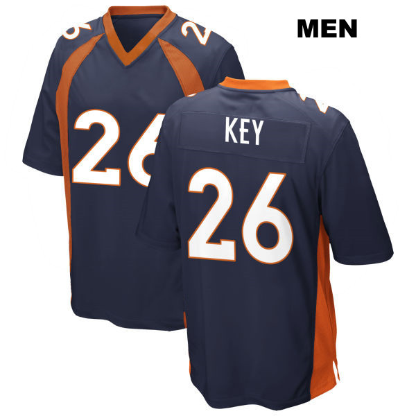 Stitched Devon Key Denver Broncos Mens Away Number 26 Navy Game Football Jersey