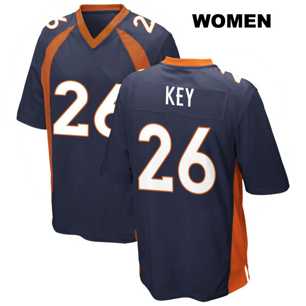 Stitched Devon Key Denver Broncos Away Womens Number 26 Navy Game Football Jersey
