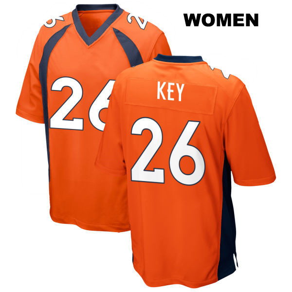 Devon Key Denver Broncos Home Womens Stitched Number 26 Orange Game Football Jersey