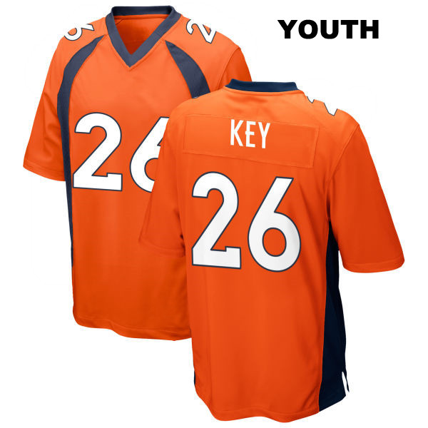 Devon Key Home Denver Broncos Stitched Youth Number 26 Orange Game Football Jersey