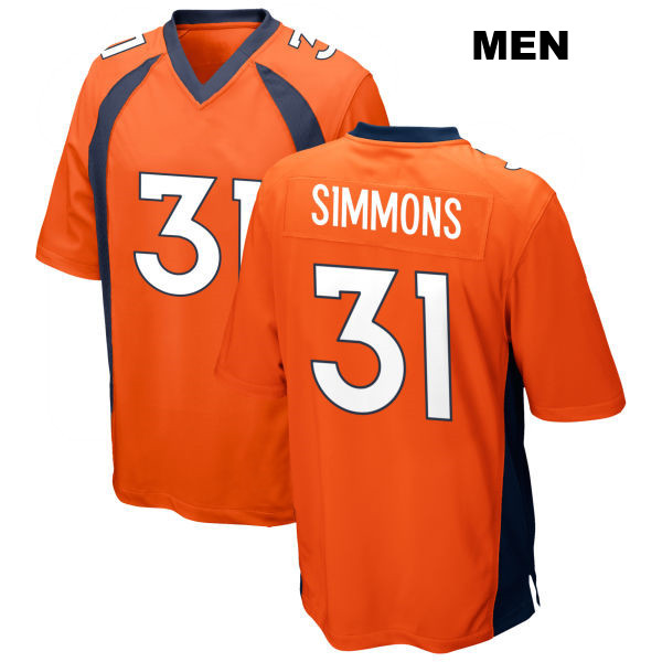 Justin Simmons Denver Broncos Mens Home Number 31 Stitched Orange Game Football Jersey