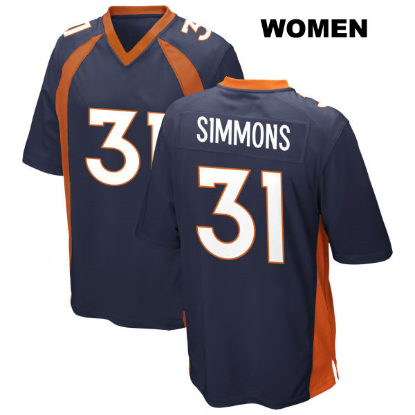Justin Simmons Denver Broncos Womens Away Number 31 Stitched Navy Game Football Jersey