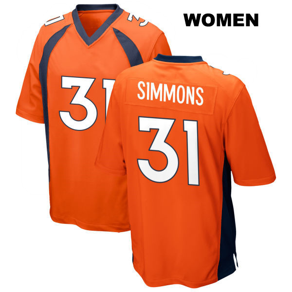 Justin Simmons Home Denver Broncos Womens Stitched Number 31 Orange Game Football Jersey