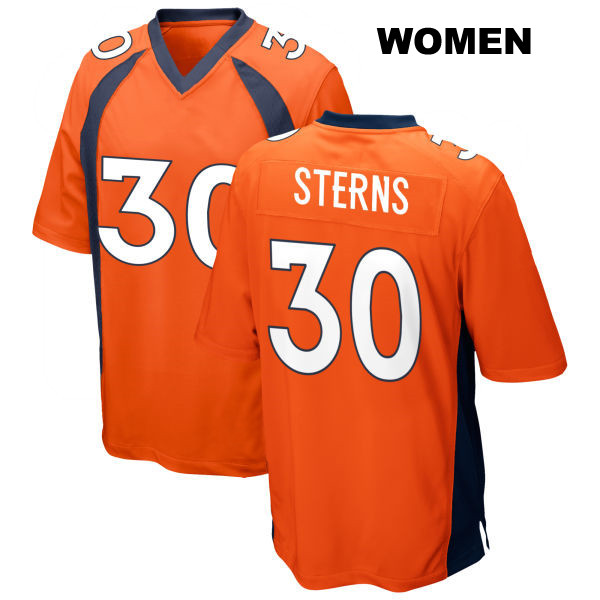 Caden Sterns Denver Broncos Womens Home Number 30 Stitched Orange Game Football Jersey