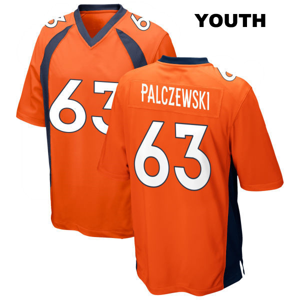 Alex Palczewski Stitched Denver Broncos Youth Home Number 63 Orange Game Football Jersey