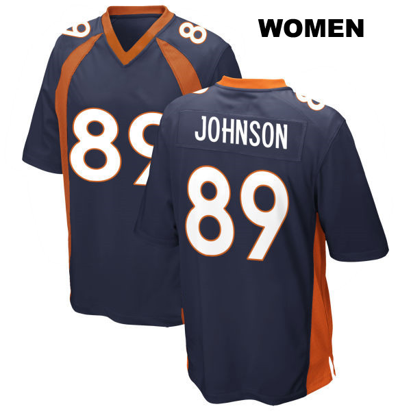 Brandon Johnson Away Denver Broncos Womens Stitched Number 89 Navy Game Football Jersey