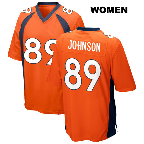 Brandon Johnson Denver Broncos Home Womens Stitched Number 89 Orange Game Football Jersey