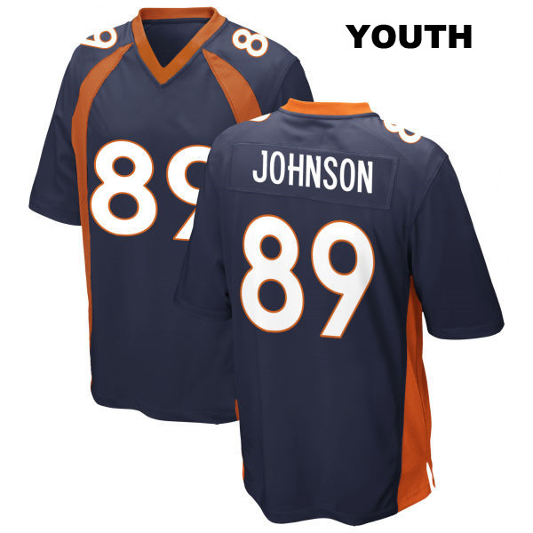 Brandon Johnson Stitched Denver Broncos Youth Away Number 89 Navy Game Football Jersey