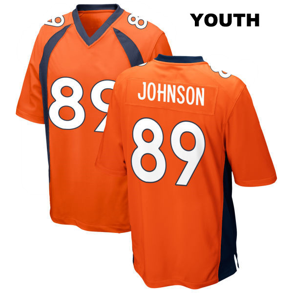 Brandon Johnson Stitched Denver Broncos Home Youth Number 89 Orange Game Football Jersey