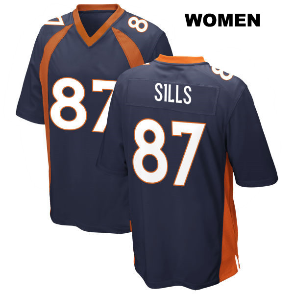 David Sills Stitched Denver Broncos Womens Number 87 Away Navy Game Football Jersey