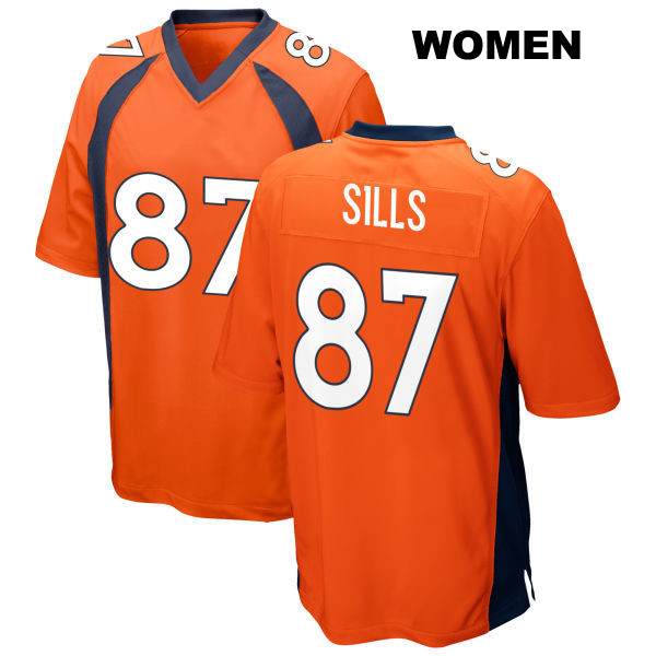David Sills Denver Broncos Womens Stitched Number 87 Home Orange Game Football Jersey