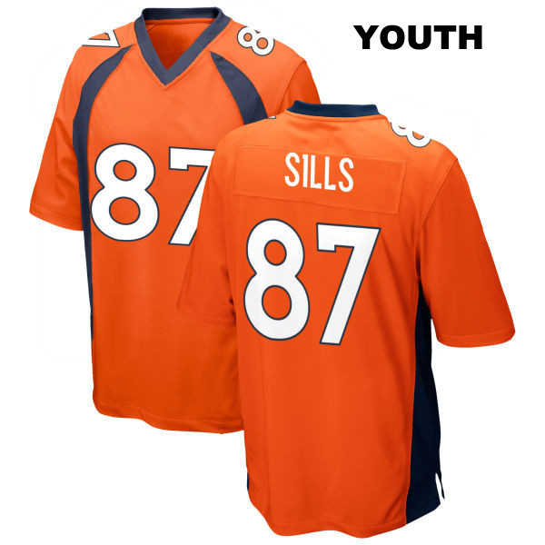 David Sills Home Stitched Denver Broncos Youth Number 87 Orange Game Football Jersey