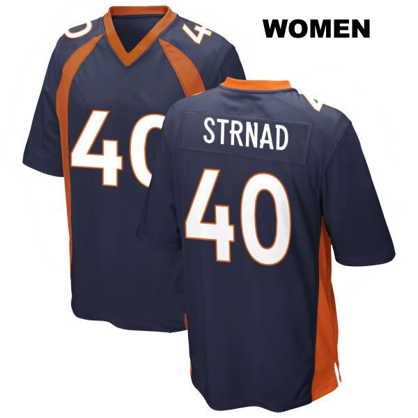 Justin Strnad Denver Broncos Womens Stitched Number 40 Away Navy Game Football Jersey