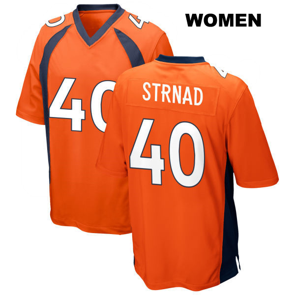Justin Strnad Home Denver Broncos Womens Number 40 Stitched Orange Game Football Jersey