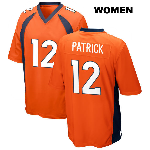 Tim Patrick Stitched Denver Broncos Womens Number 12 Home Orange Game Football Jersey